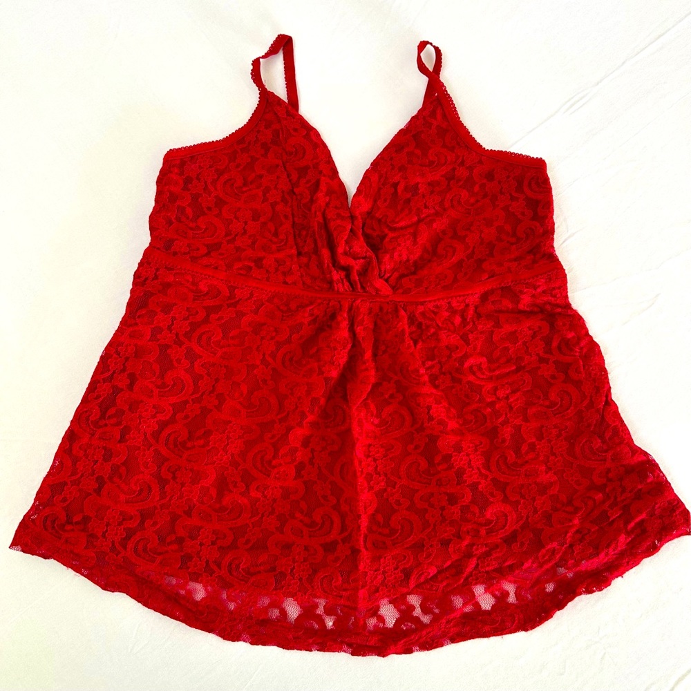 Red Lace Top with Adjustable Spaghetti Straps